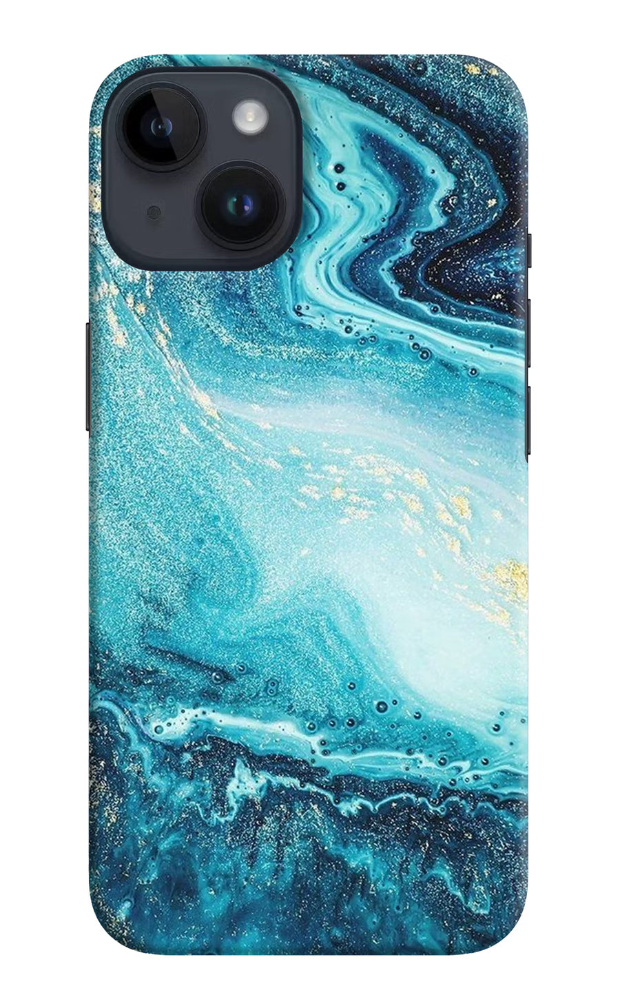 Blue Glitter Marble iPhone 14 Back Cover, Hard case