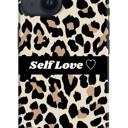 Leopard Print Self Love iPhone 14 Hard Case Back Cover by Casekaro