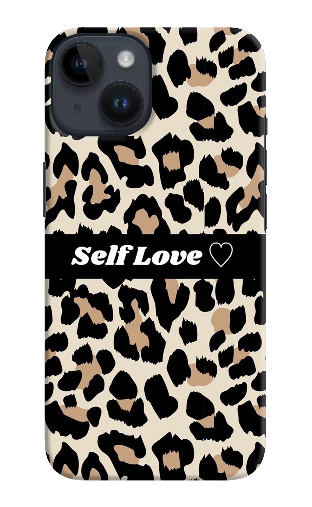 Leopard Print Self Love iPhone 14 Hard Case Back Cover by Casekaro