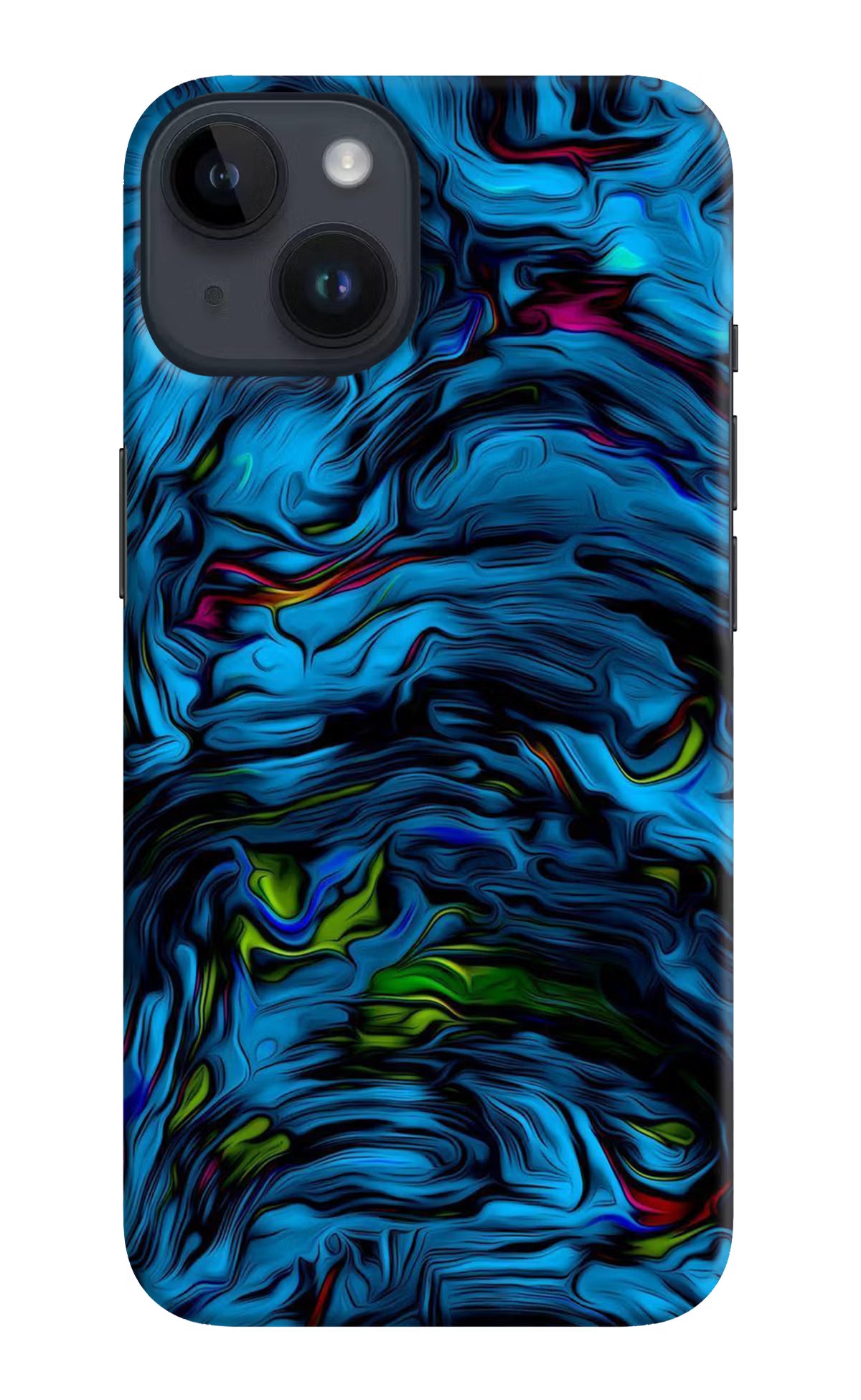 Dark Blue Abstract iPhone 14 Hard Case Back Cover by Casekaro
