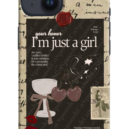 I am just a girl iPhone 14 Hard Case Back Cover by Casekaro