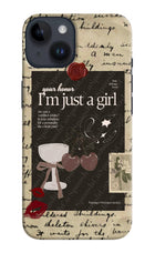 I am just a girl iPhone 14 Hard Case Back Cover by Casekaro