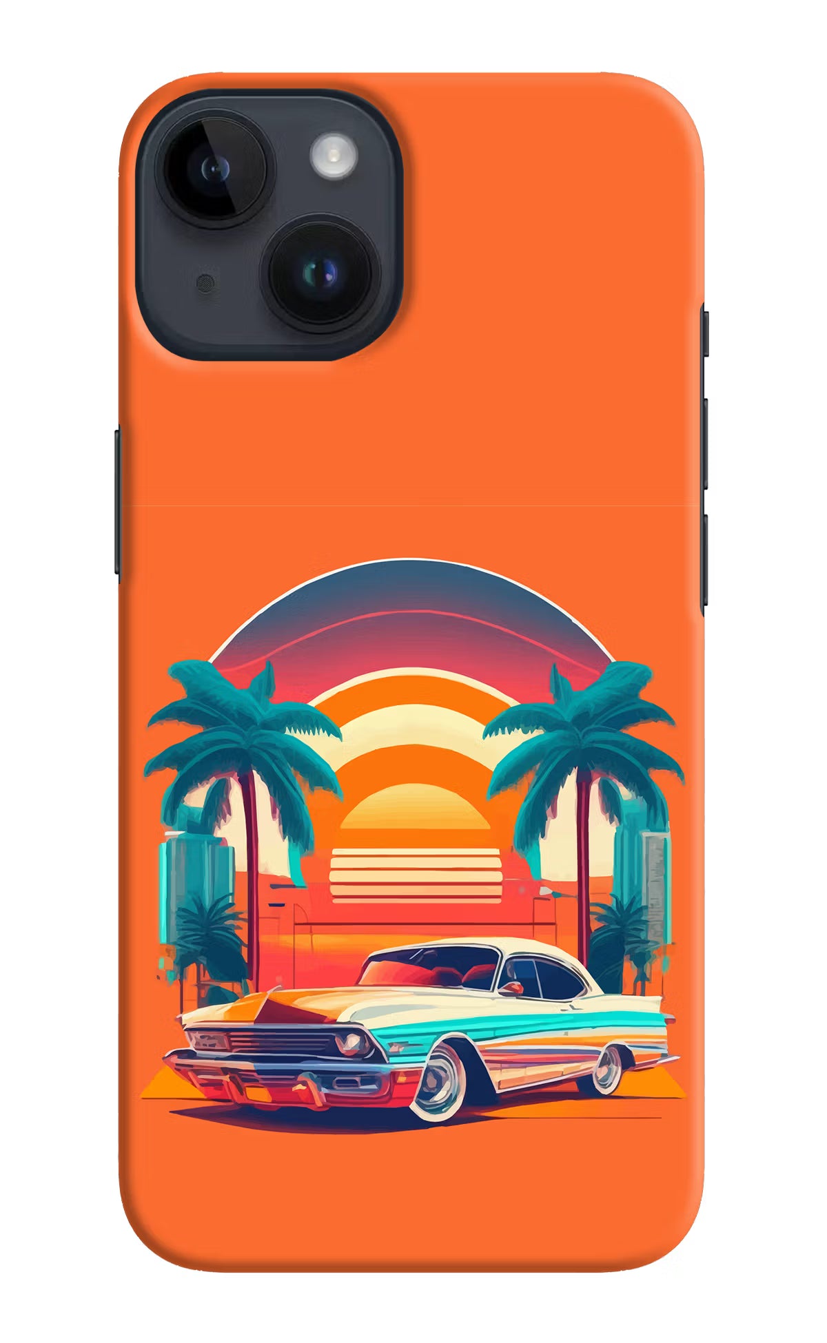 Palm Drive 80s iPhone 14 Hard Case Back Cover by Casekaro