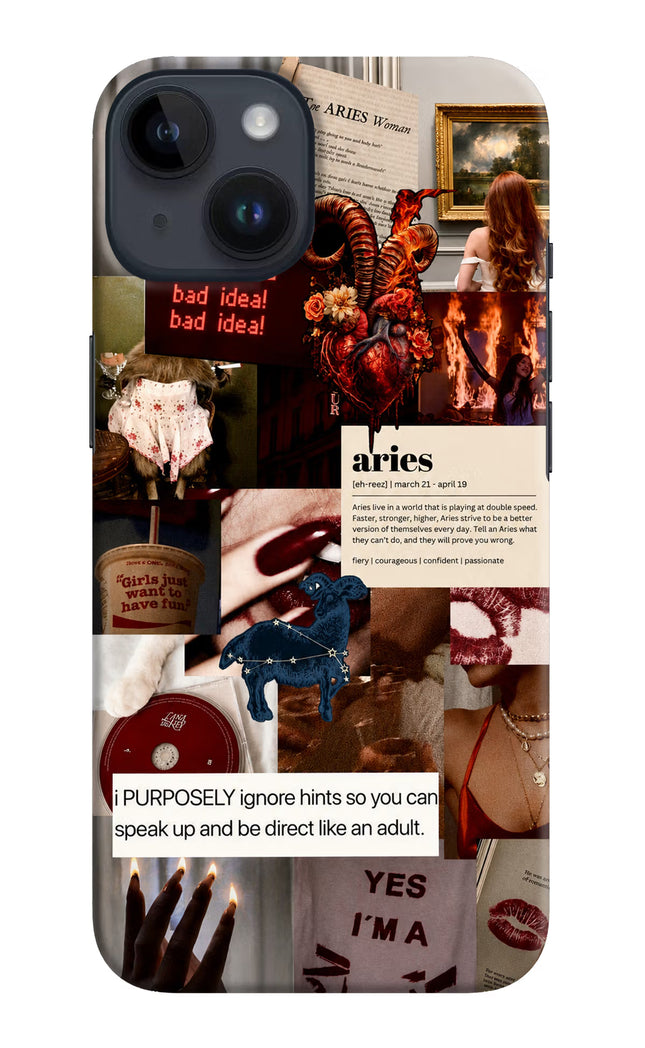Zodiac Aries iPhone 14 Hard Case Back Cover by Casekaro