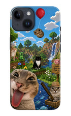 Minecraft Cat Chaos iPhone 14 Hard Case Back Cover by Casekaro