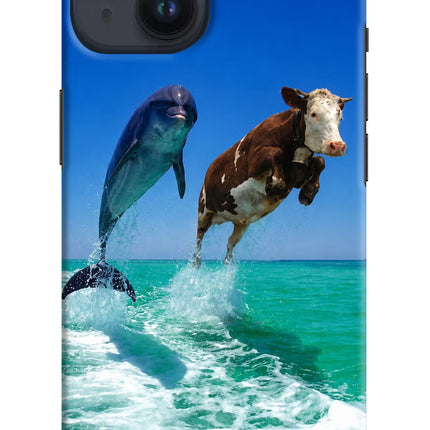 Dolphin vs Cow iPhone 14 Hard Case Back Cover by Casekaro