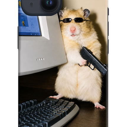 Hacker Hamster iPhone 14 Hard Case Back Cover by Casekaro
