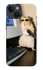 Hacker Hamster iPhone 14 Hard Case Back Cover by Casekaro
