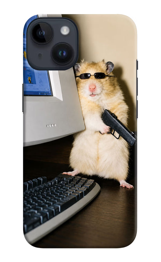 Hacker Hamster iPhone 14 Hard Case Back Cover by Casekaro