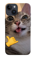 Silly Cat Call iPhone 14 Hard Case Back Cover by Casekaro