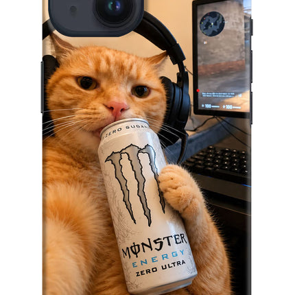 Gamer Cat Energy iPhone 14 Hard Case Back Cover by Casekaro