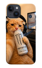 Gamer Cat Energy iPhone 14 Hard Case Back Cover by Casekaro