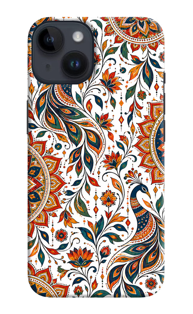 White Mayura iPhone 14 Hard Case Back Cover by Casekaro