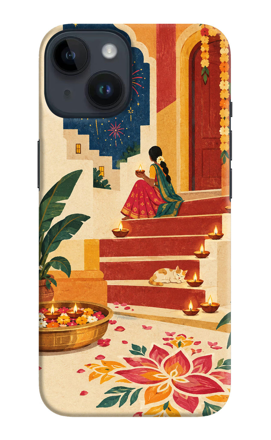 Diwali Rangoli iPhone 14 Back Cover, Hard case