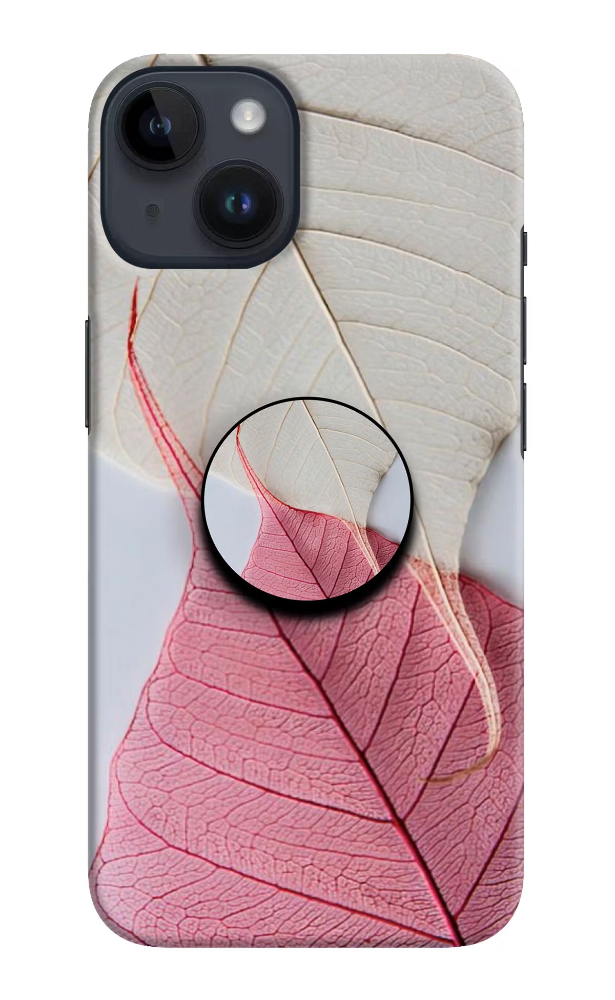 White Pink Leaf iPhone 14 Pop Case by Casekaro