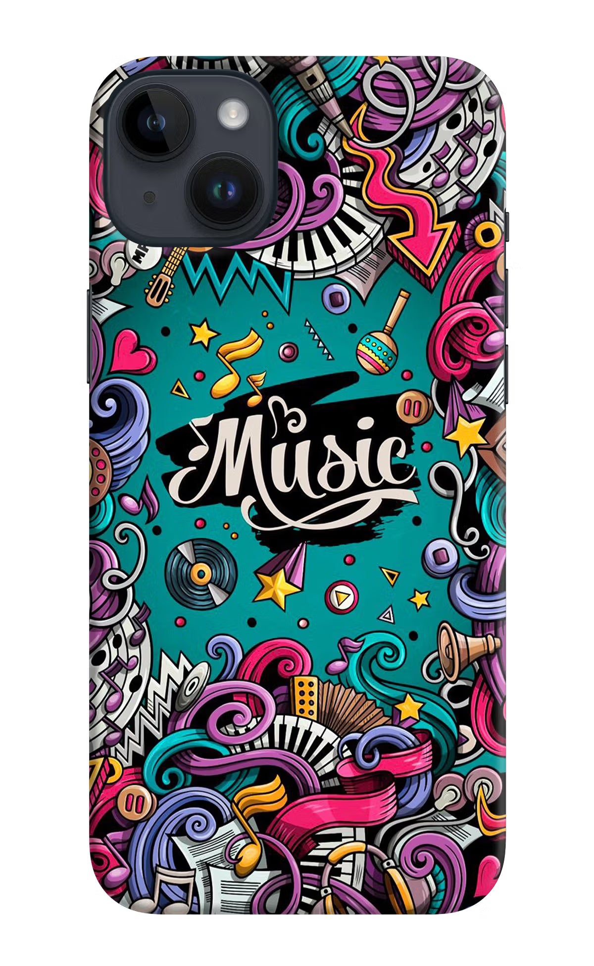 Music Graffiti iPhone 14 Plus Hard Case Back Cover by Casekaro