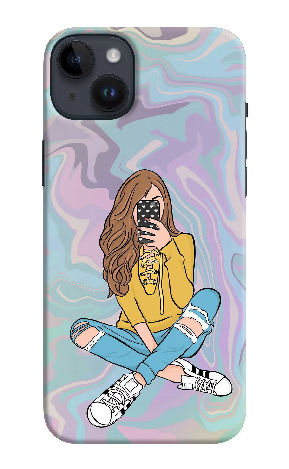 Selfie Girl iPhone 14 Plus Hard Case Back Cover by Casekaro