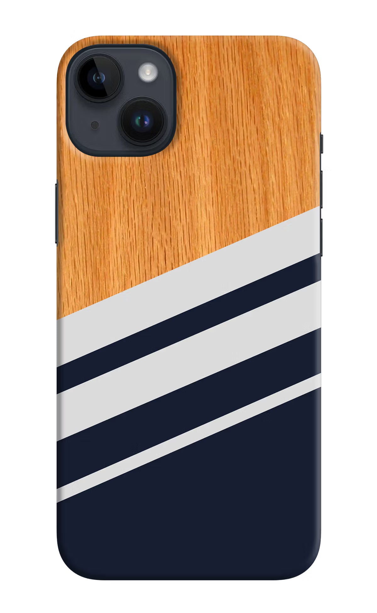 Blue and white wooden iPhone 14 Plus Hard Case Back Cover by Casekaro