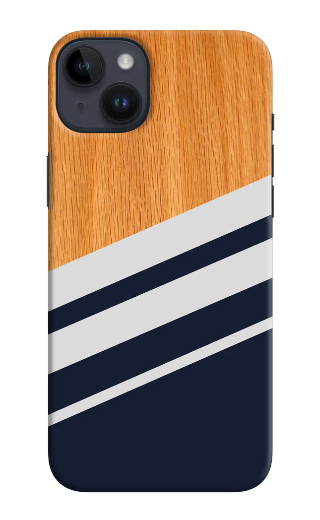 Blue and white wooden iPhone 14 Plus Hard Case Back Cover by Casekaro