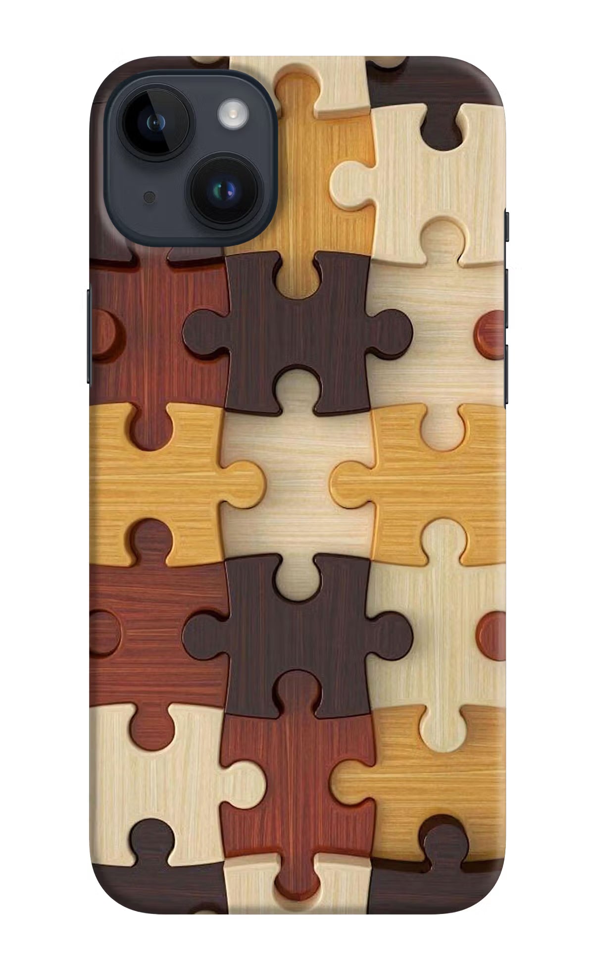 Wooden Puzzle iPhone 14 Plus Hard Case Back Cover by Casekaro
