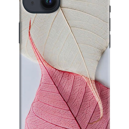 White Pink Leaf iPhone 14 Plus Hard Case Back Cover by Casekaro