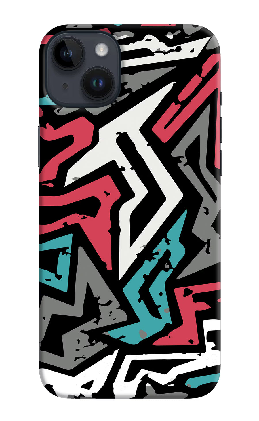 Geometric Graffiti iPhone 14 Plus Back Cover, Hard case
