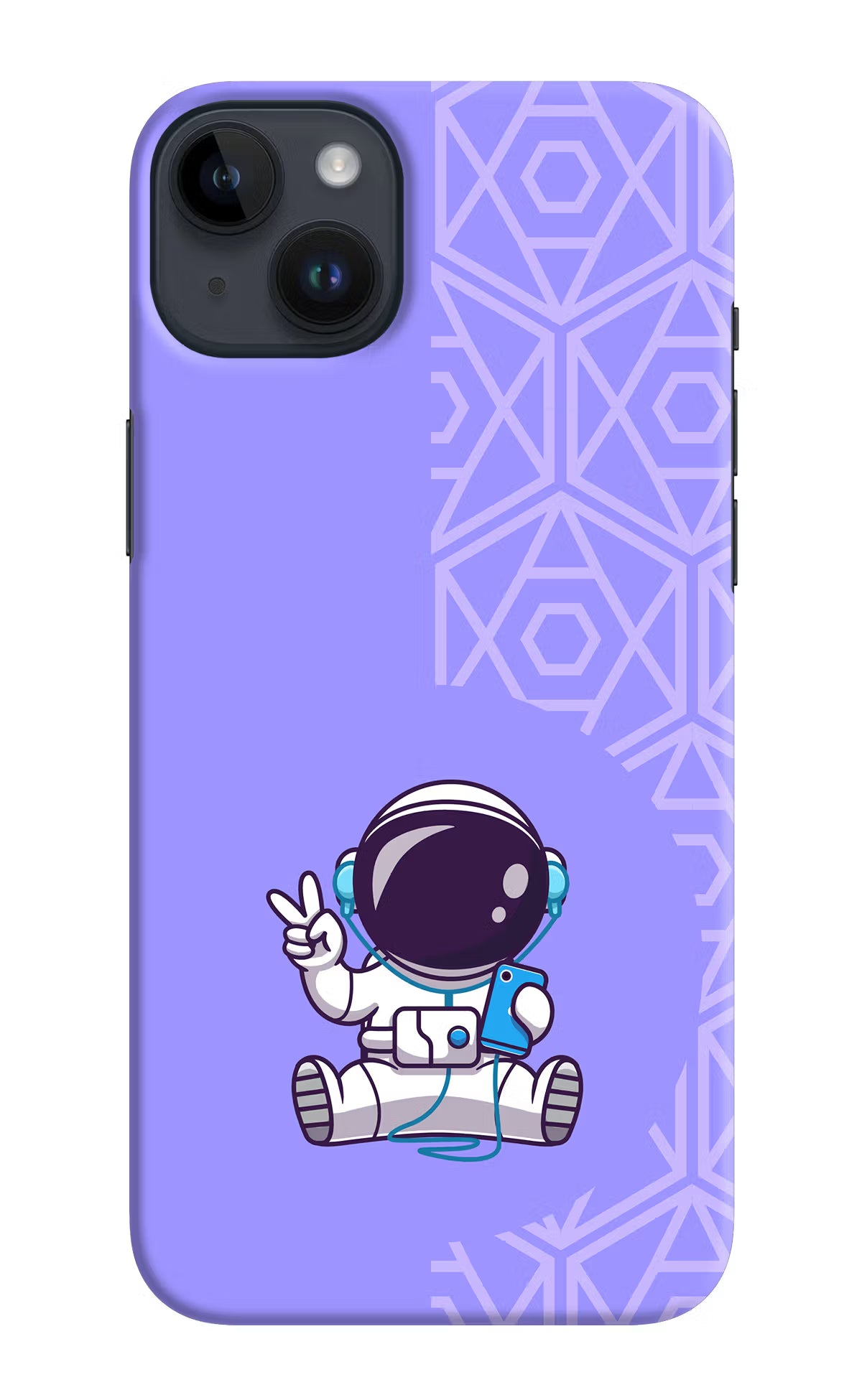 Cute Astronaut Chilling iPhone 14 Plus Hard Case Back Cover by Casekaro