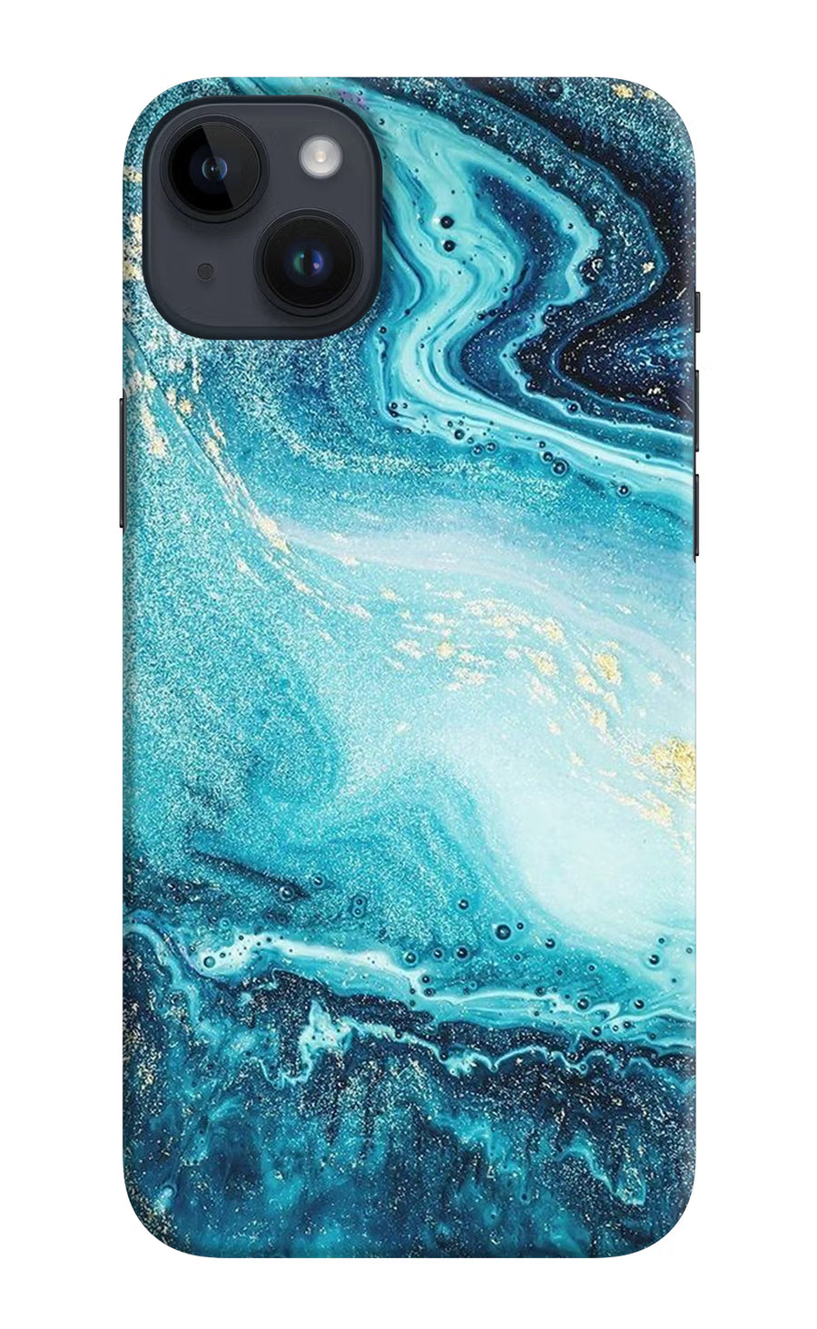 Blue Glitter Marble iPhone 14 Plus Back Cover, Hard case