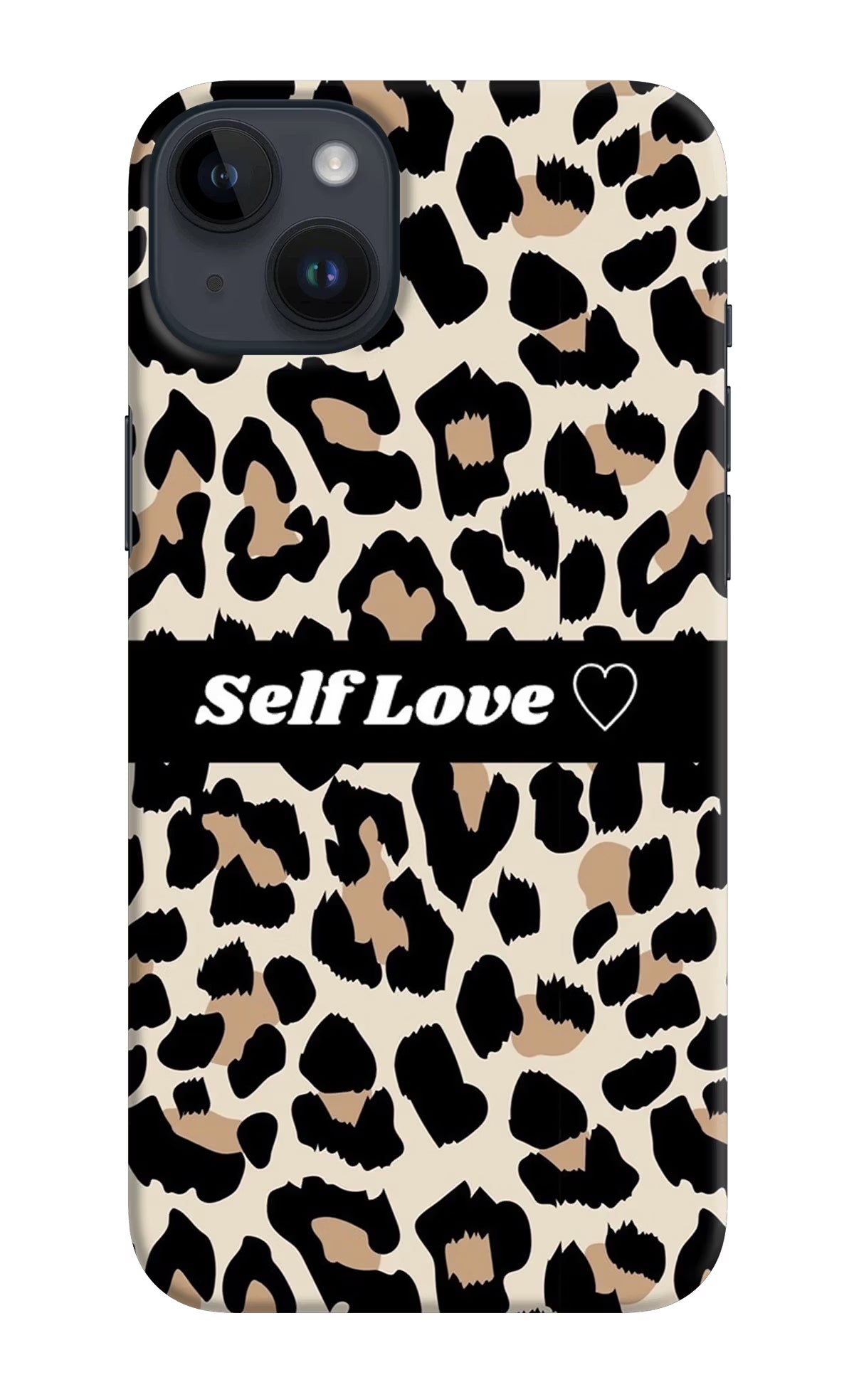 Leopard Print Self Love iPhone 14 Plus Hard Case Back Cover by Casekaro