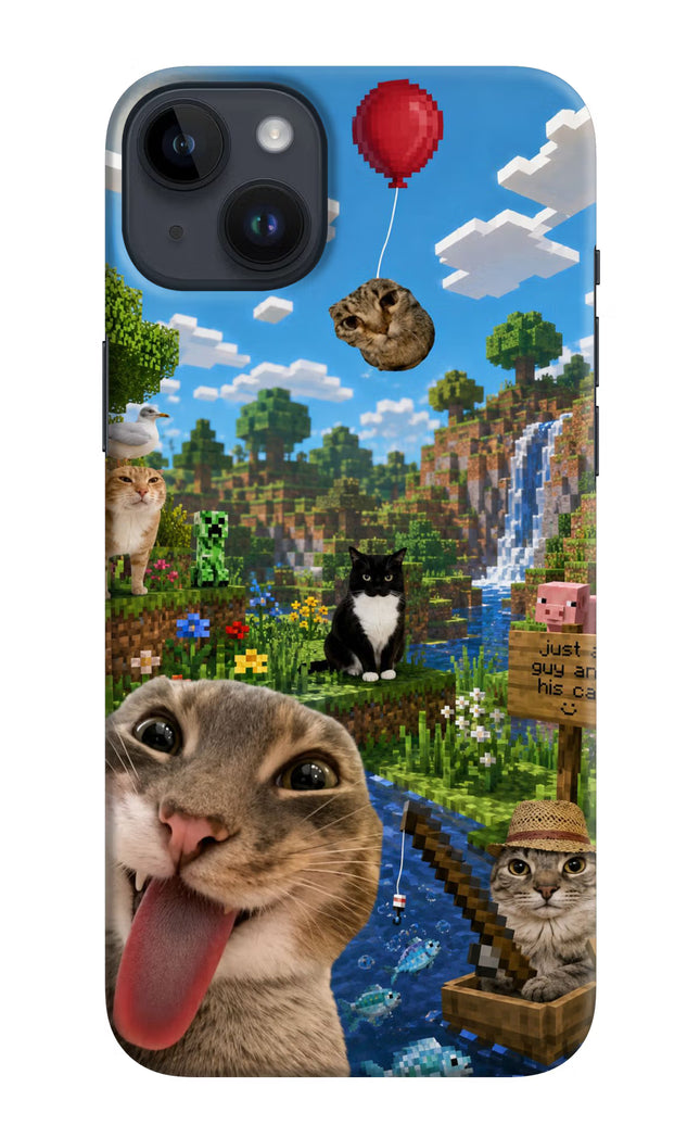 Minecraft Cat Chaos iPhone 14 Plus Hard Case Back Cover by Casekaro