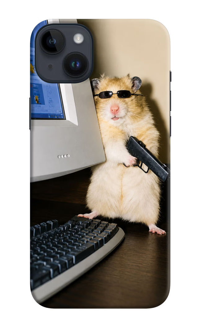 Hacker Hamster iPhone 14 Plus Hard Case Back Cover by Casekaro