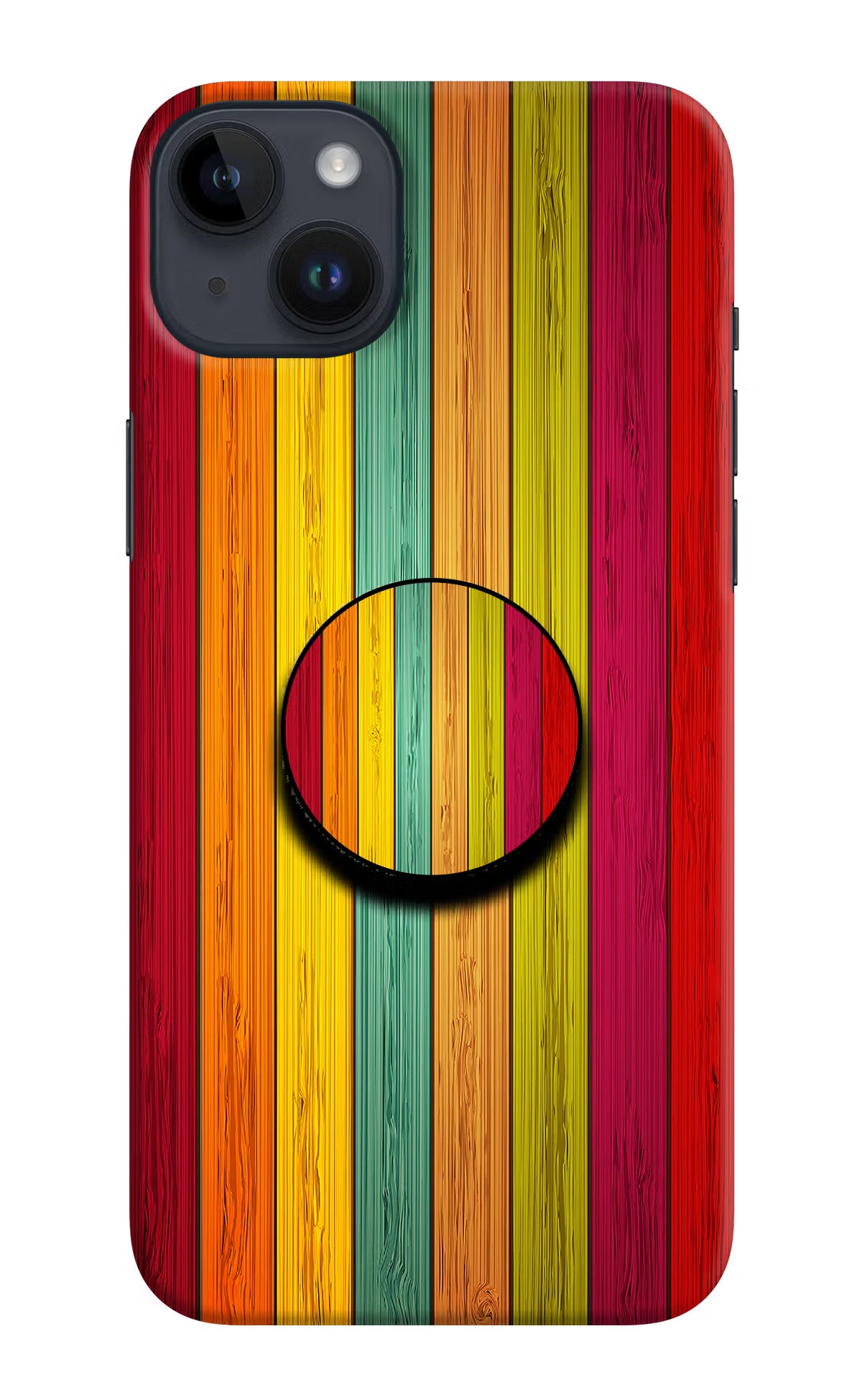 Multicolor Wooden iPhone 14 Plus Pop Case by Casekaro