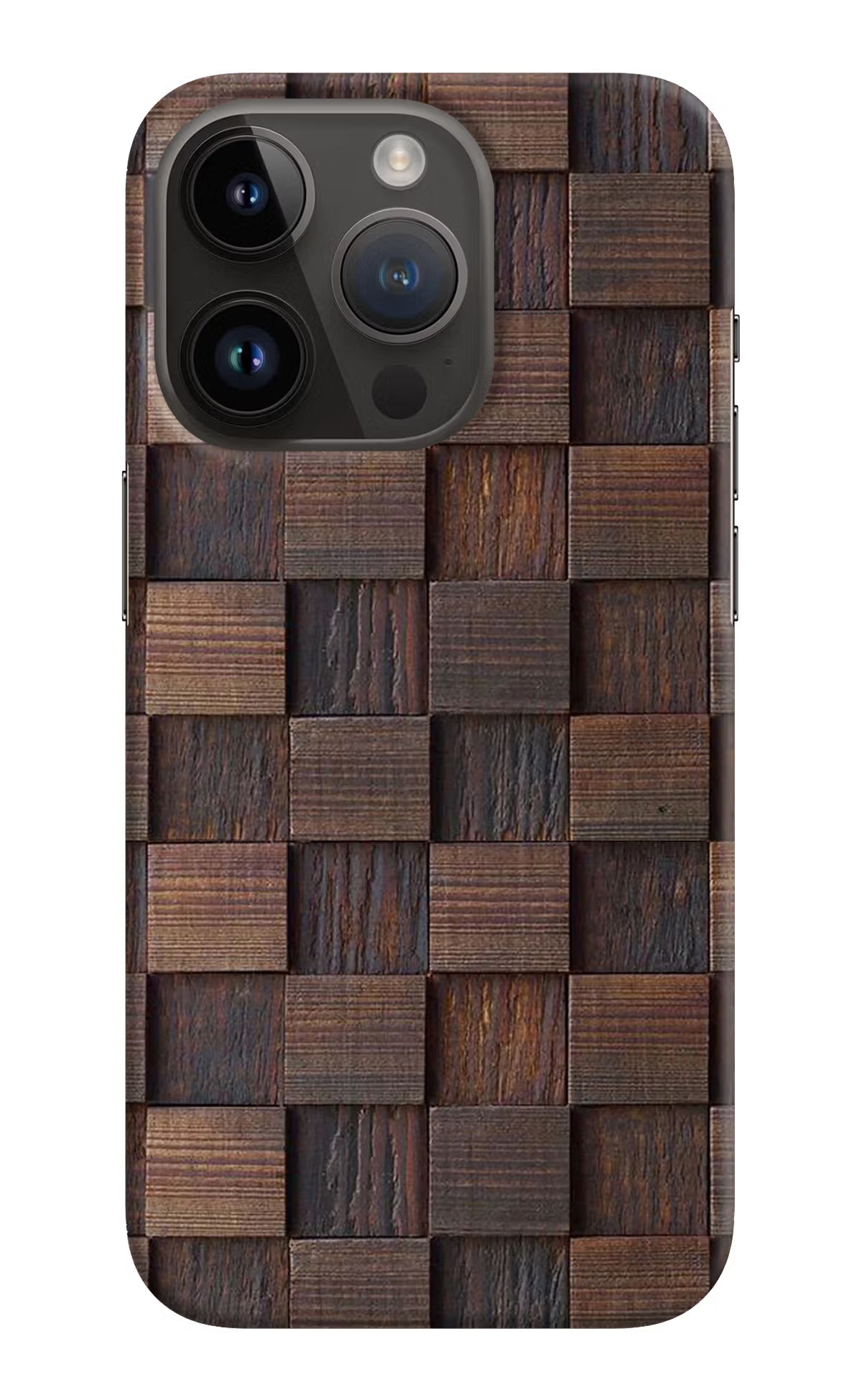 Wooden Cube Design iPhone 14 Pro Hard Case Back Cover by Casekaro