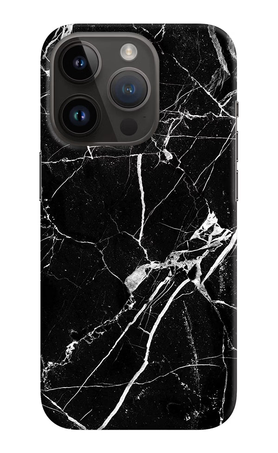 Black Marble Pattern iPhone 14 Pro Back Cover, Hard case