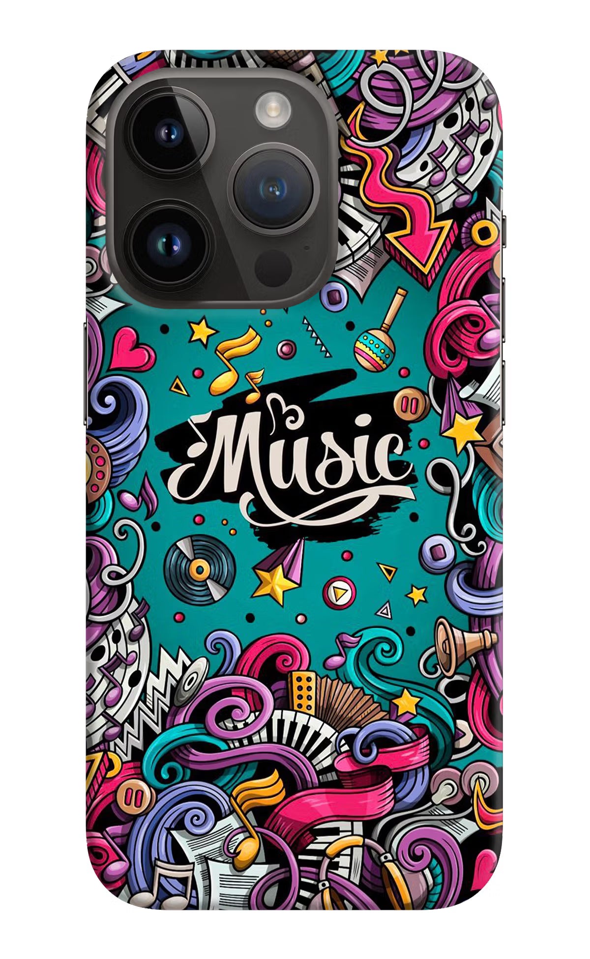 Music Graffiti iPhone 14 Pro Hard Case Back Cover by Casekaro