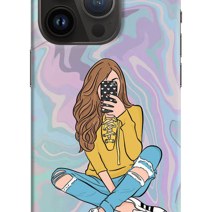 Selfie Girl iPhone 14 Pro Hard Case Back Cover by Casekaro