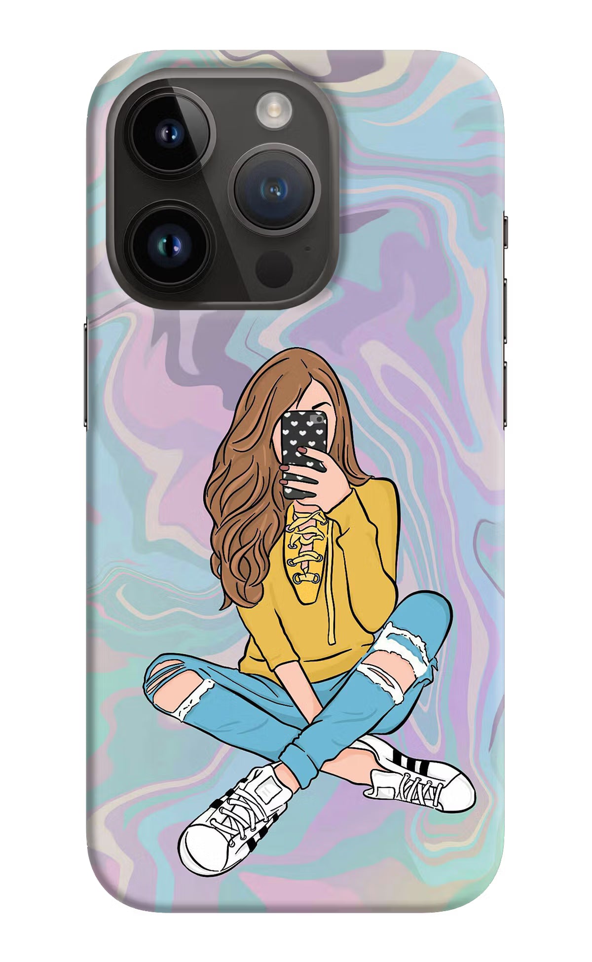 Selfie Girl iPhone 14 Pro Hard Case Back Cover by Casekaro