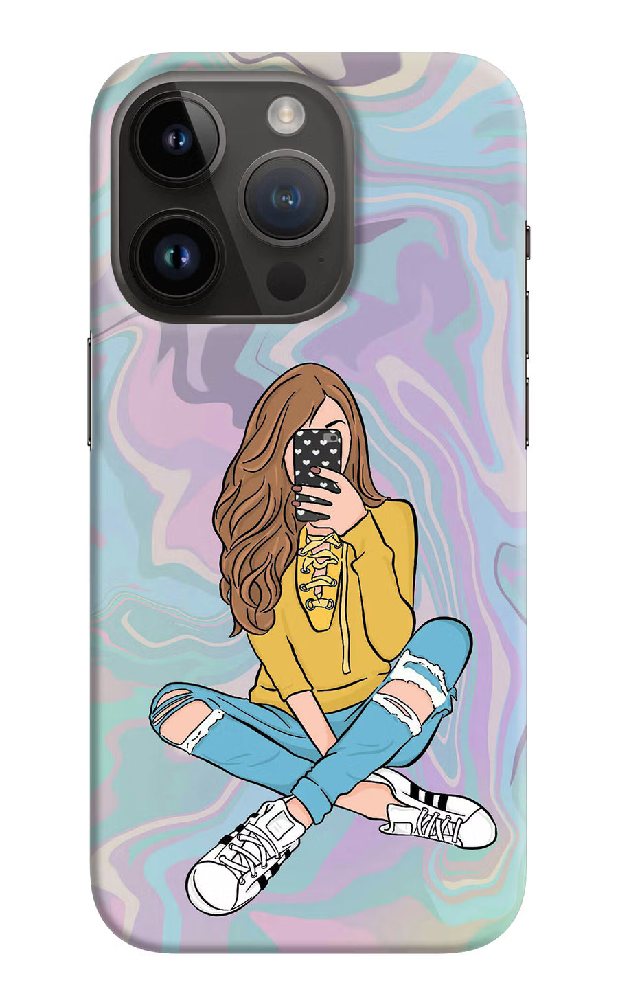 Selfie Girl iPhone 14 Pro Back Cover, Hard case