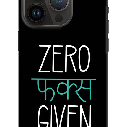 Zero Fucks Given iPhone 14 Pro Hard Case Back Cover by Casekaro