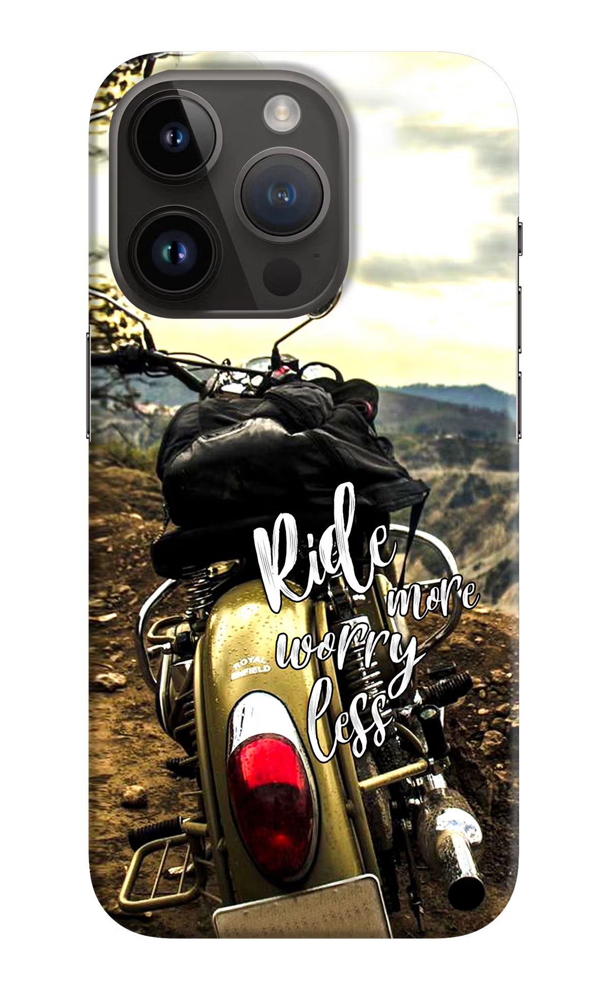 Ride More Worry Less iPhone 14 Pro Hard Case Back Cover by Casekaro