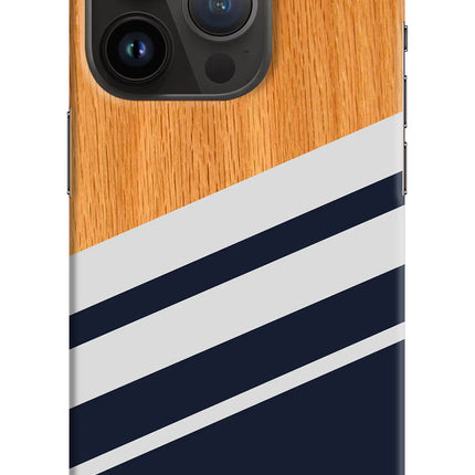 Blue and white wooden iPhone 14 Pro Hard Case Back Cover by Casekaro