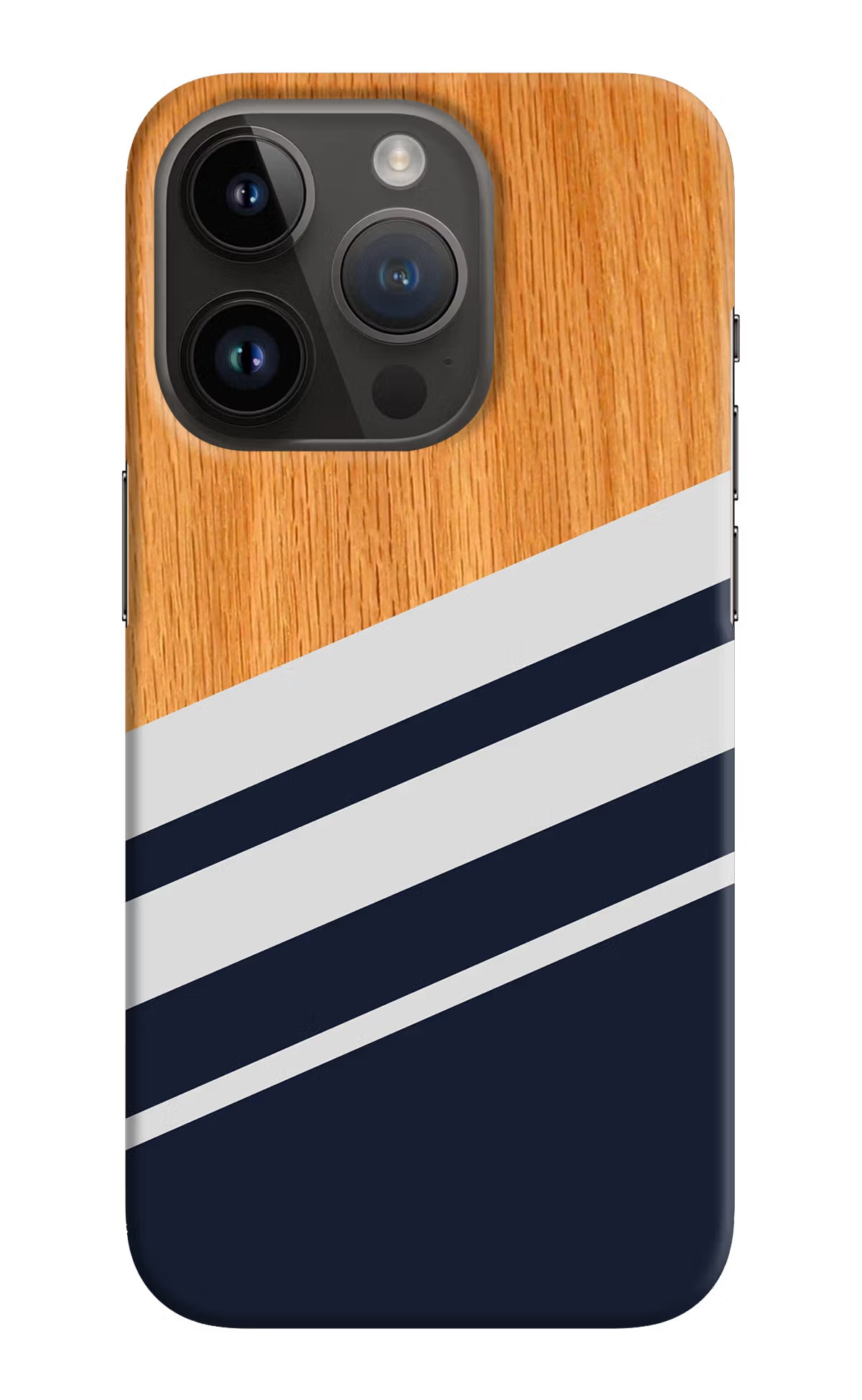 Blue and white wooden iPhone 14 Pro Hard Case Back Cover by Casekaro
