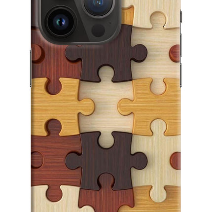 Wooden Puzzle iPhone 14 Pro Hard Case Back Cover by Casekaro