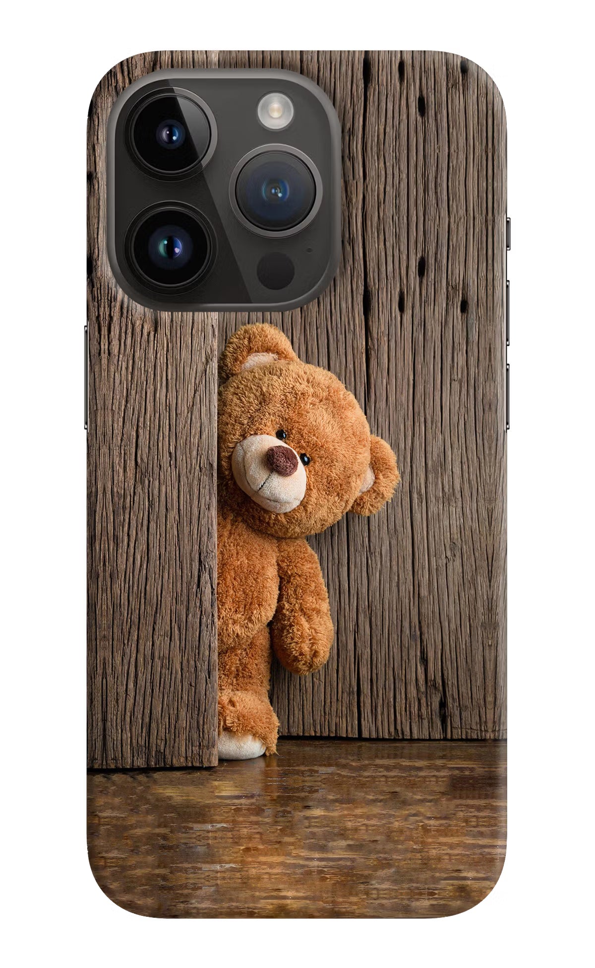 Teddy Wooden iPhone 14 Pro Hard Case Back Cover by Casekaro