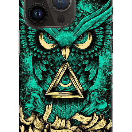 Green Owl iPhone 14 Pro Hard Case Back Cover by Casekaro