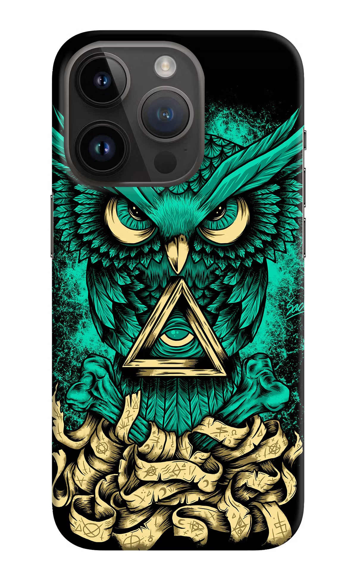 Green Owl iPhone 14 Pro Hard Case Back Cover by Casekaro