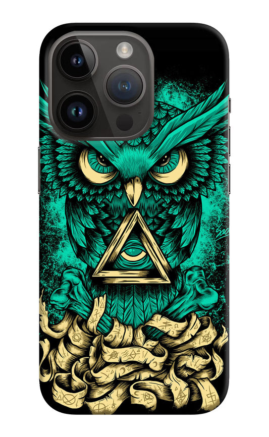 Green Owl iPhone 14 Pro Hard Case Back Cover by Casekaro
