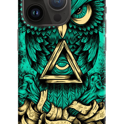 Green Owl iPhone 14 Pro Hard Case Back Cover by Casekaro