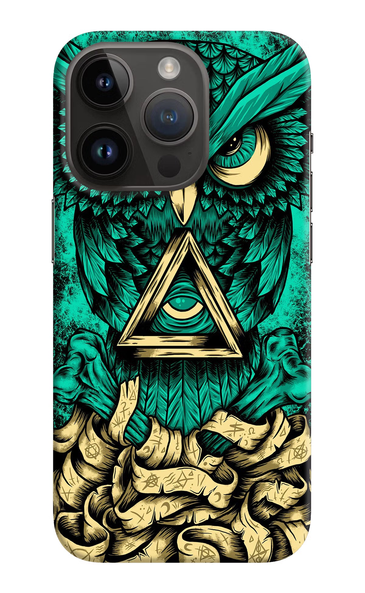 Green Owl iPhone 14 Pro Hard Case Back Cover by Casekaro