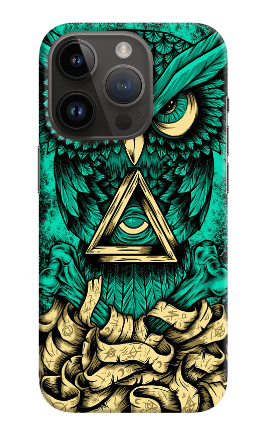 Green Owl iPhone 14 Pro Hard Case Back Cover by Casekaro
